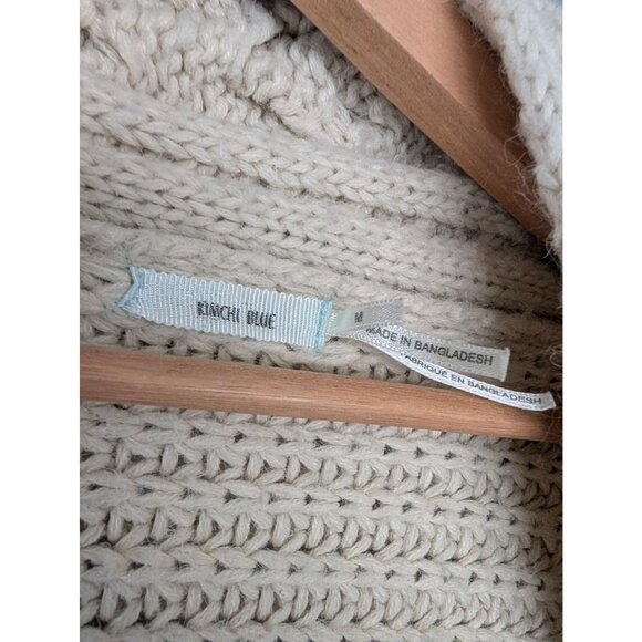 Kimchi Blue Chunky Cable Knit Cream Long Cardigan Sweater Pockets Womens Size M - Picture 6 of 8